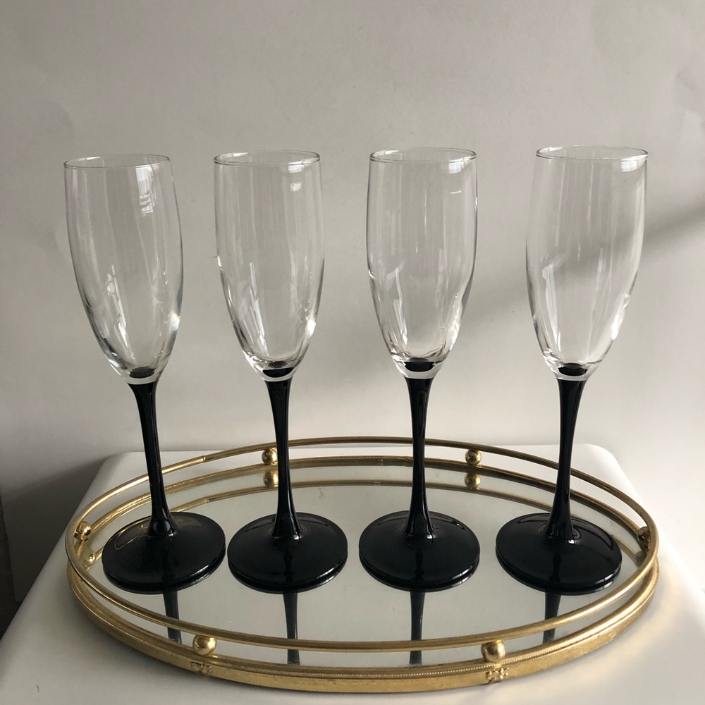 Vintage Black Stemware Champagne Flutes